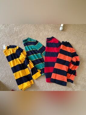Old Navy Kids Long Sleeve Stripe Tops - Navy, Yellow, Green, Red, Orange
